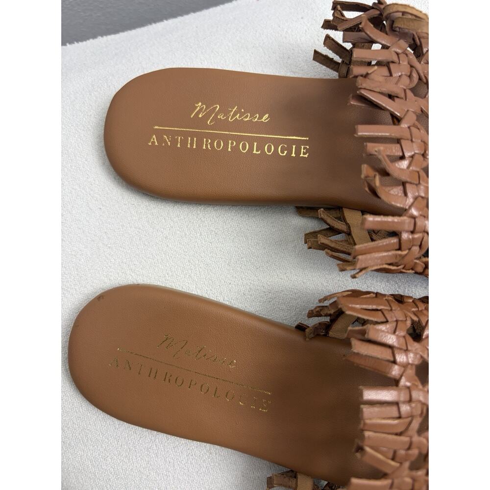 Matisse for Anthropologie Woven Leather Mule Slides Brown Women’s Size 10 Boho - Picture 5 of 5